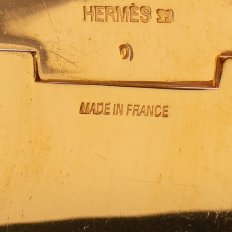 Pre Owned Hermès Clic Clac H Black Enamel Gold Plated Extra Wide Bracelet PM