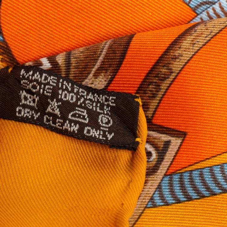 Pre Owned Hermes Orange Les Mustangs Silk Scarf