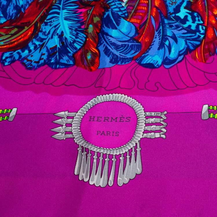 Pre Owned Hermes Purple Mexique Silk Scarf