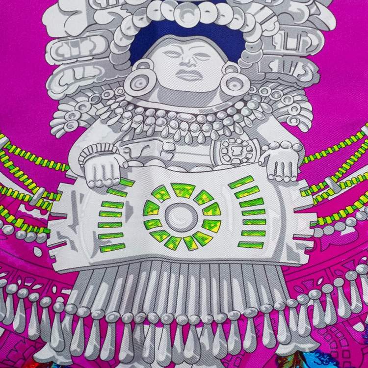 Pre Owned Hermes Purple Mexique Silk Scarf