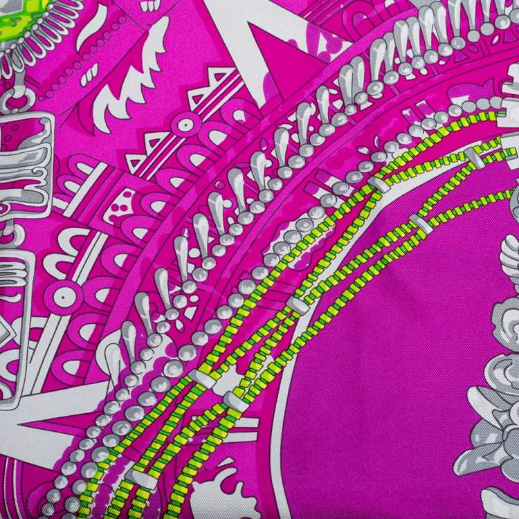 Pre Owned Hermes Purple Mexique Silk Scarf