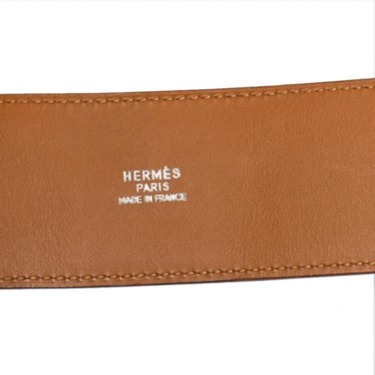 Pre Owned Hermes Noir Box Leather Palladium Plated Collier de Chien Belt 75 CM