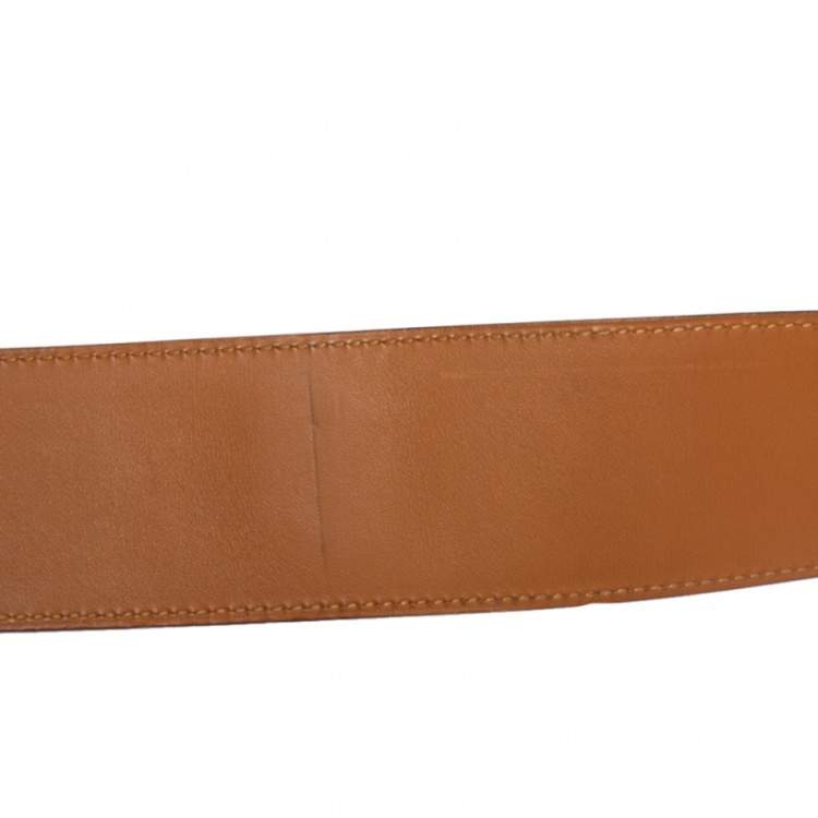 Pre Owned Hermes Noir Box Leather Palladium Plated Collier de Chien Belt 75 CM
