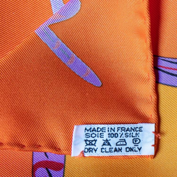 Pre Owned Hermes Orange Magie Des Mains Silk Scarf