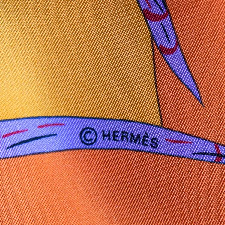 Pre Owned Hermes Orange Magie Des Mains Silk Scarf
