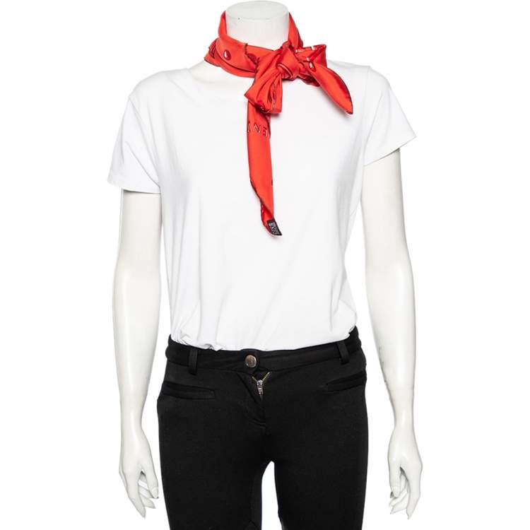 Pre Owned Hermès Red Vif Argent Silk Scarf