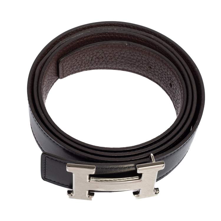 Hermes Black/Chocolate Chamonix and Togo Leather H Buckle Reversible