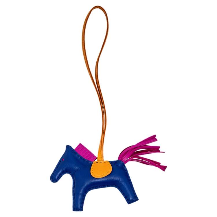 Pre Owned Hermès Blue Milo Lambskin Rodeo Bag Charm