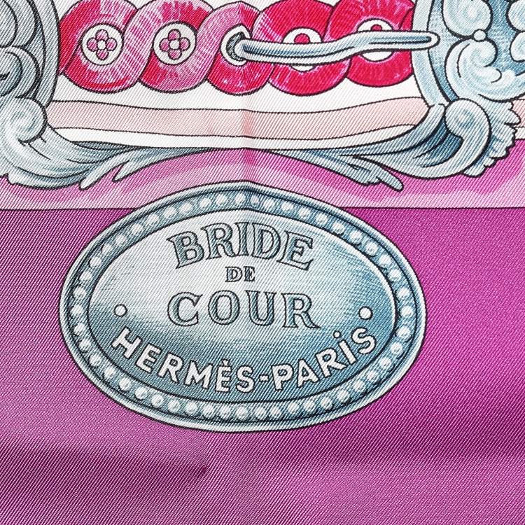 Pre Owned Hermés Purple Bride De Cour Printed Silk Square Scarf