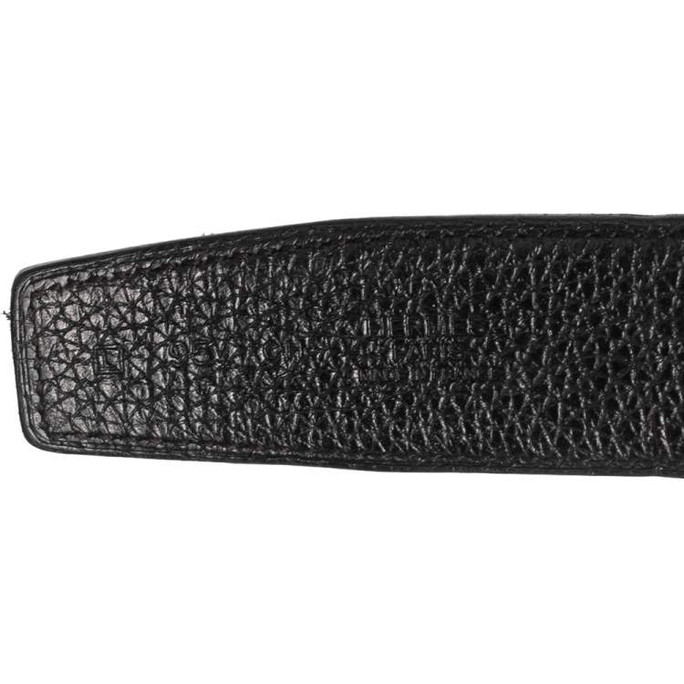 Pre Owned Hermes Black Togo and Box Leather H Buckle Reversible Belt 95CM