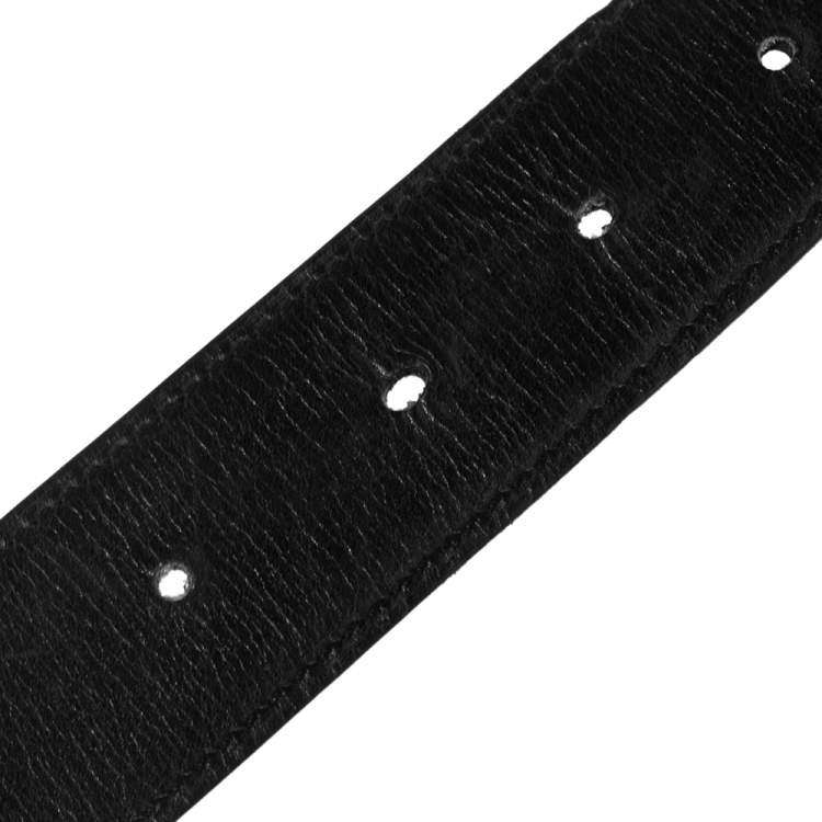 Pre Owned Hermes Black Togo and Box Leather H Buckle Reversible Belt 95CM