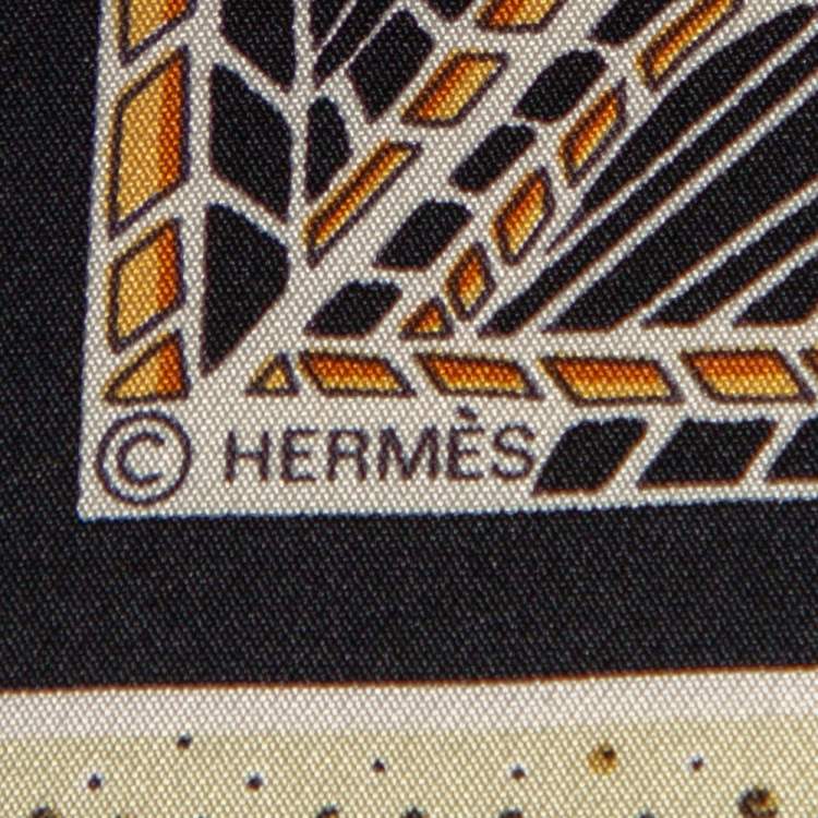 Pre Owned Hermes Black Libre Comme L'Air Silk Square Scarf 