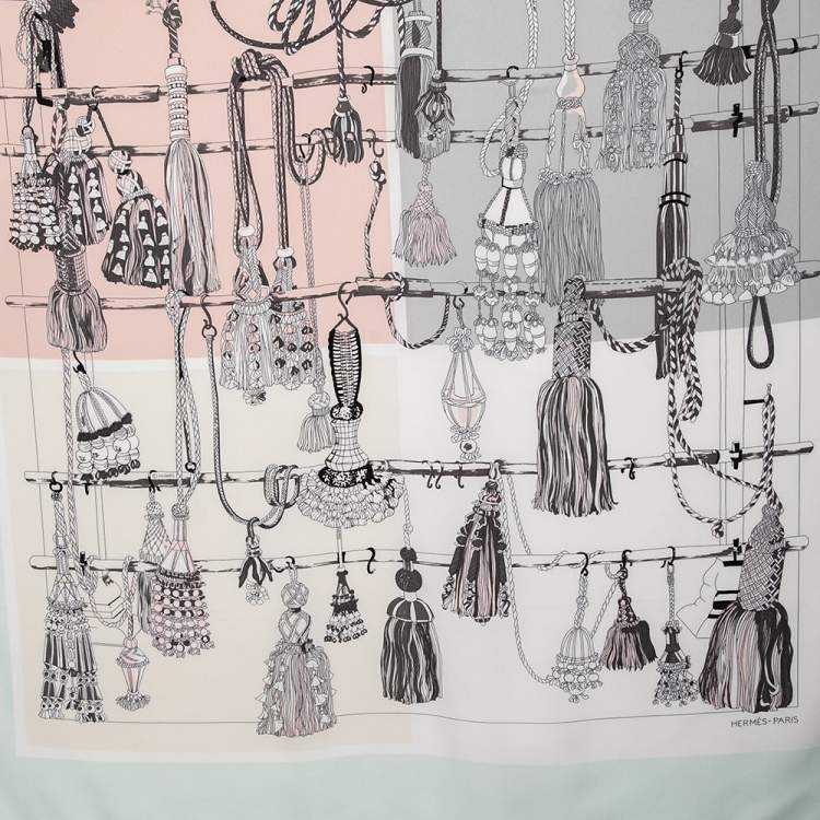 Pre Owned Hermés Mint Green Passementerie Silk Scarf 