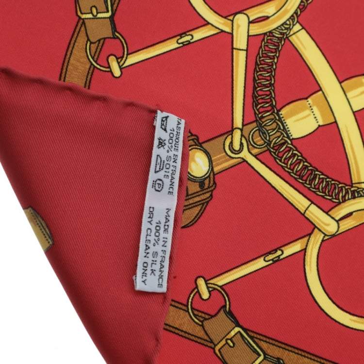 Pre Owned Hermes Red Eperon d'Or Silk Square Scarf