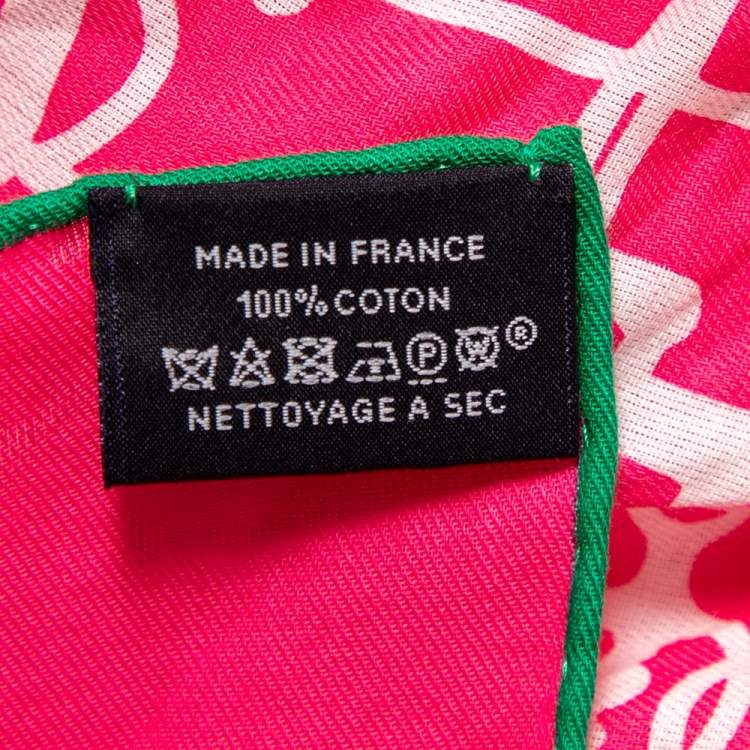 Pre Owned Hermes Pink Stirrup Printed Cotton Square Scarf
