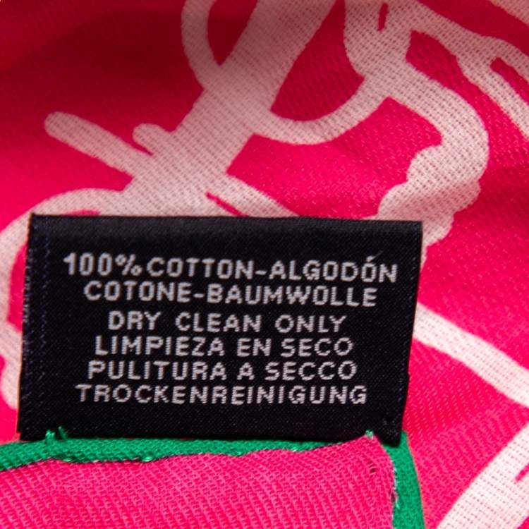 Pre Owned Hermes Pink Stirrup Printed Cotton Square Scarf