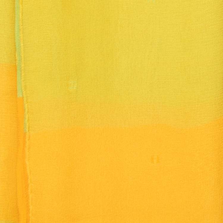 Pre Owned Hermes Bicolor Striped Layered Silk Chiffon Scarf