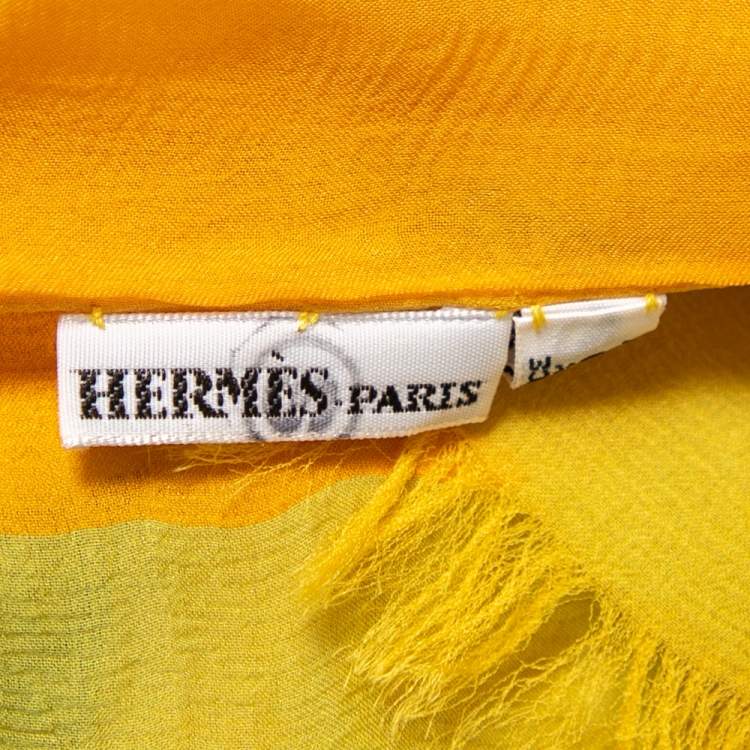Pre Owned Hermes Bicolor Striped Layered Silk Chiffon Scarf