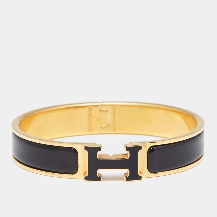 hermes clic clac bracelet black gold