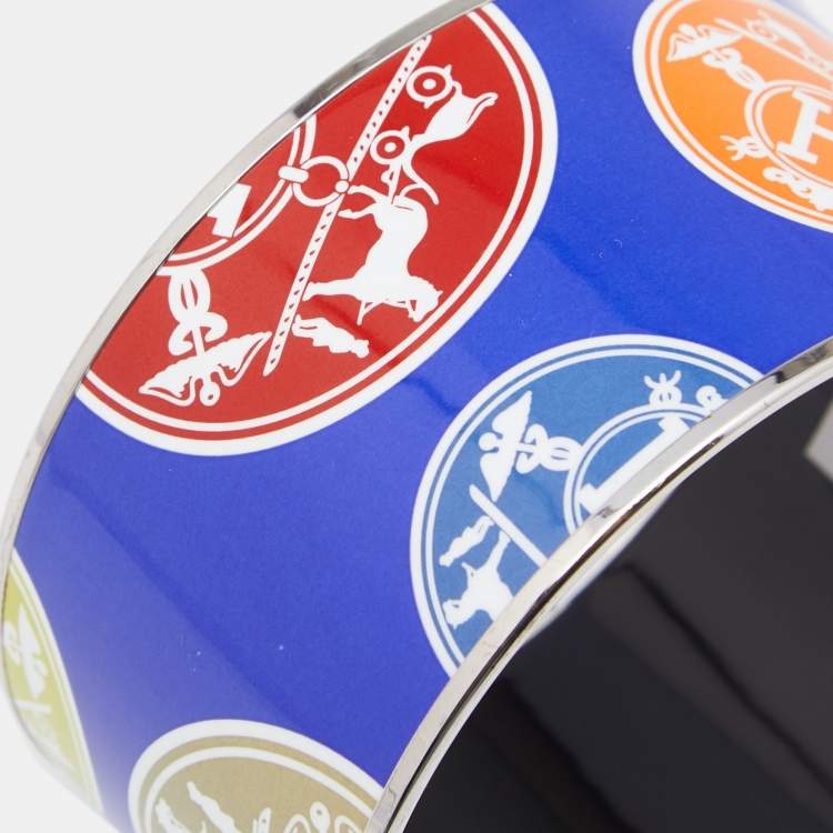 Pre Owned Hermès Multicolor Confettis D'Ex Libris Enamel Extra Wide Bracelet