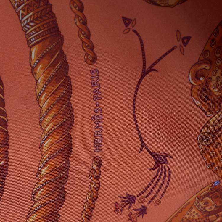 Pre Owned Hermès Orange Ors Nomades Silk Scarf