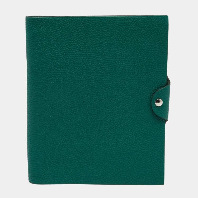 Pre Owned Hermes Menthe Clemence Leather Ulysee MM Agenda/Notebook 