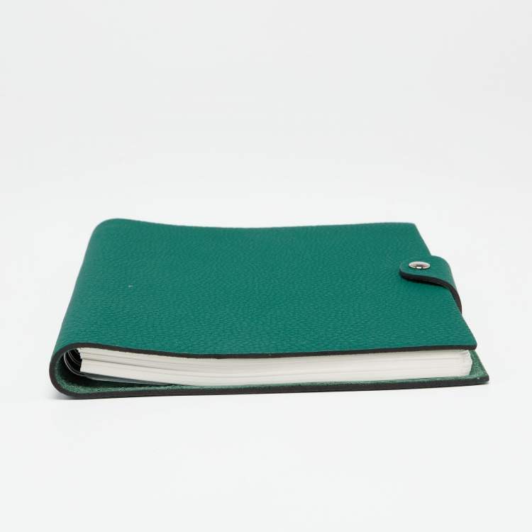 Pre Owned Hermes Menthe Clemence Leather Ulysee MM Agenda/Notebook 
