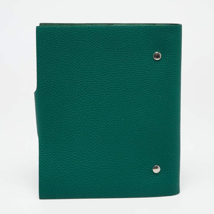Pre Owned Hermes Menthe Clemence Leather Ulysee MM Agenda/Notebook 