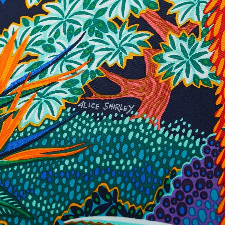 Pre Owned Hermes Multicolour Mountain Zebra Silk Square Scarf 