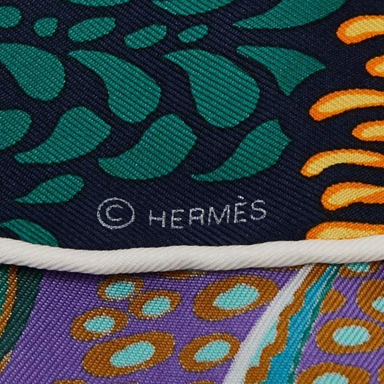 Pre Owned Hermes Multicolour Mountain Zebra Silk Square Scarf 
