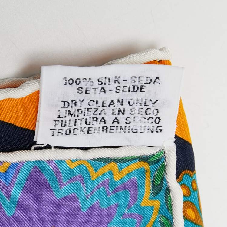 Pre Owned Hermes Multicolour Mountain Zebra Silk Square Scarf 