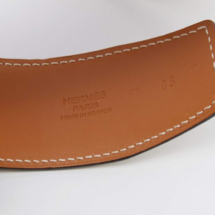 Pre Owned Hermes White Epsom Leather H Constance Reversible Belt 95CM