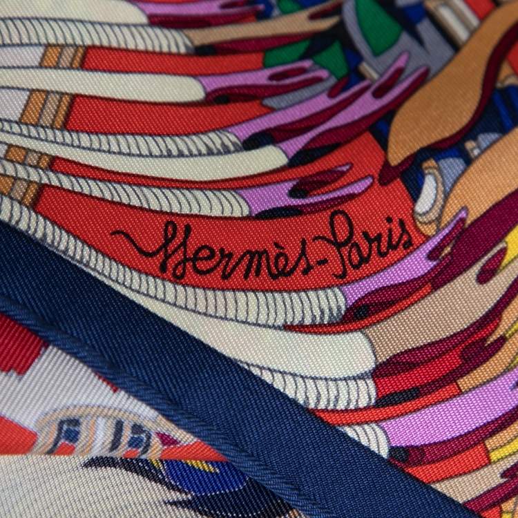 Pre Owned Hermès Multicolor Foliage Print Silk Scarf