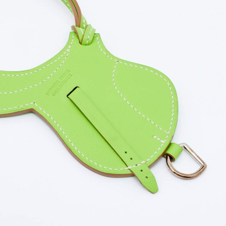 Pre Owned Hermes Green Swift Leather Paddock Selle Bag Charm