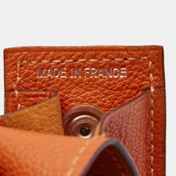 Pre Owned Hermes Orange Chevre Mysore Leather Lipstick Holder