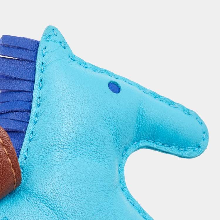 Hermes Bag Charm Milo Rodeo Horse Lambskin GM Bleu Azteque/Bleu  Electrique/Fauve