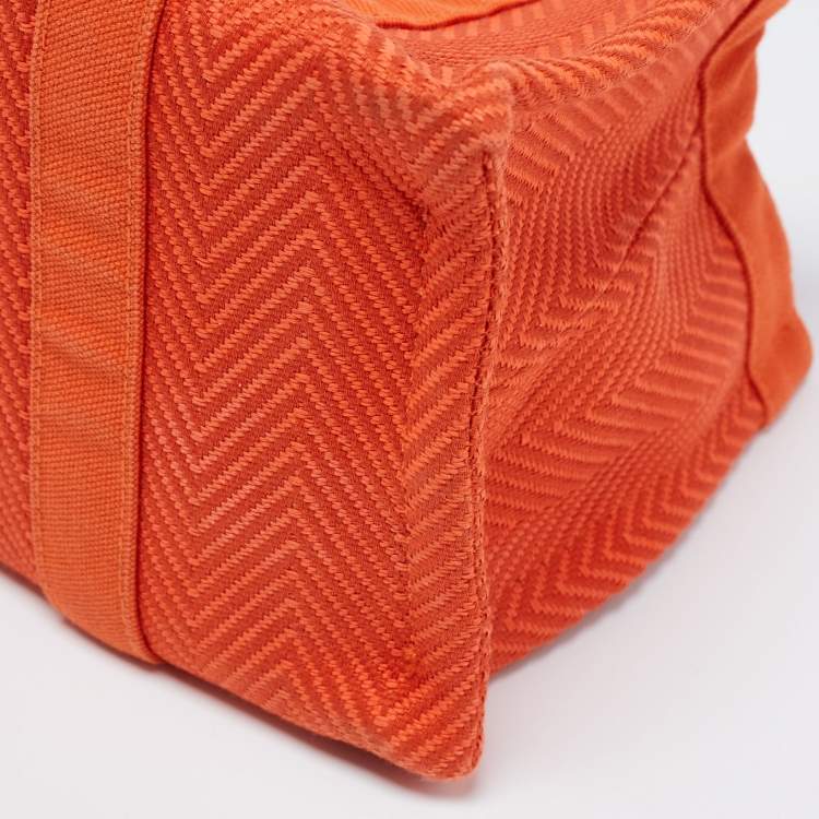 Pre Owned Hermès Orange Toile Chevron Garden Party Pouch