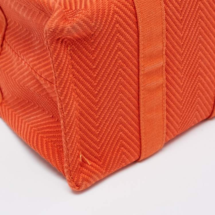 Pre Owned Hermès Orange Toile Chevron Garden Party Pouch