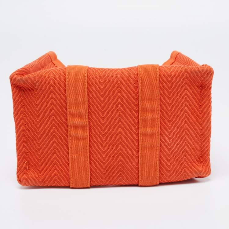 Pre Owned Hermès Orange Toile Chevron Garden Party Pouch