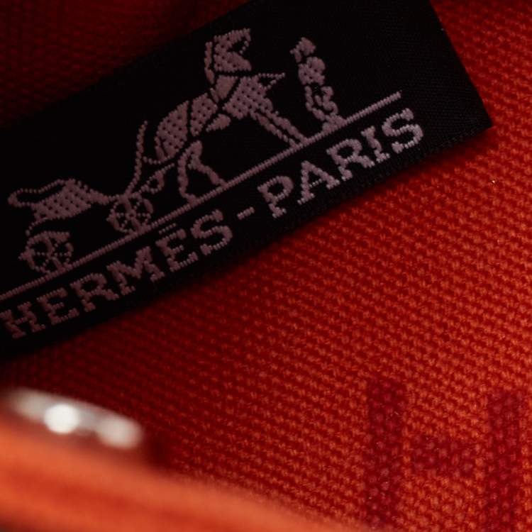 Pre Owned Hermès Orange Toile Chevron Garden Party Pouch