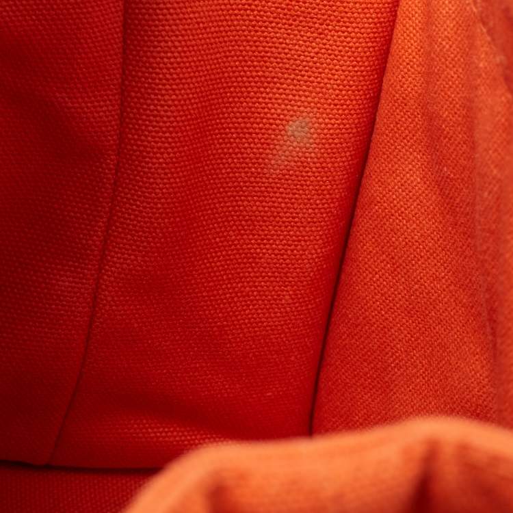 Pre Owned Hermès Orange Toile Chevron Garden Party Pouch