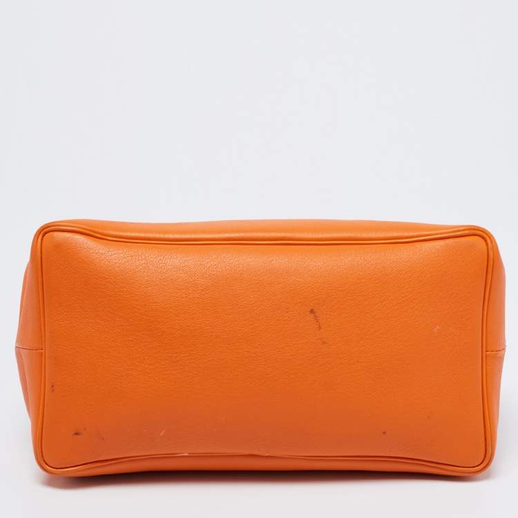 Pre Owned Hermes Orange Leather BePop MM Pouch