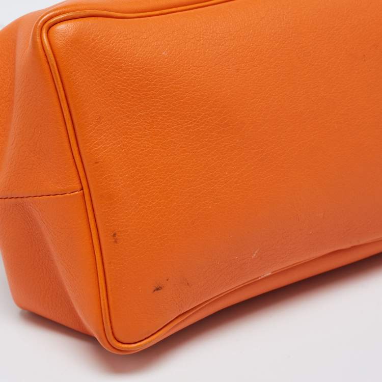 Pre Owned Hermes Orange Leather BePop MM Pouch