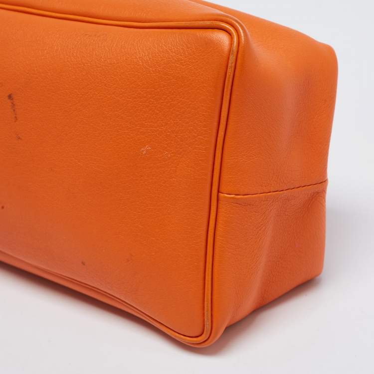 Pre Owned Hermes Orange Leather BePop MM Pouch