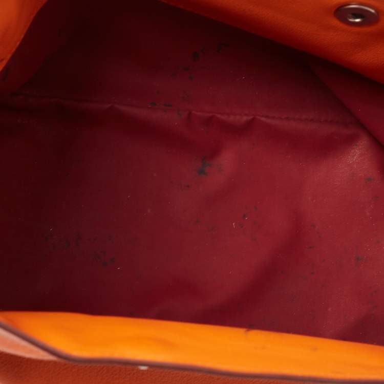 Pre Owned Hermes Orange Leather BePop MM Pouch