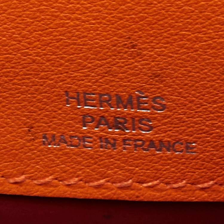 Pre Owned Hermes Orange Leather BePop MM Pouch
