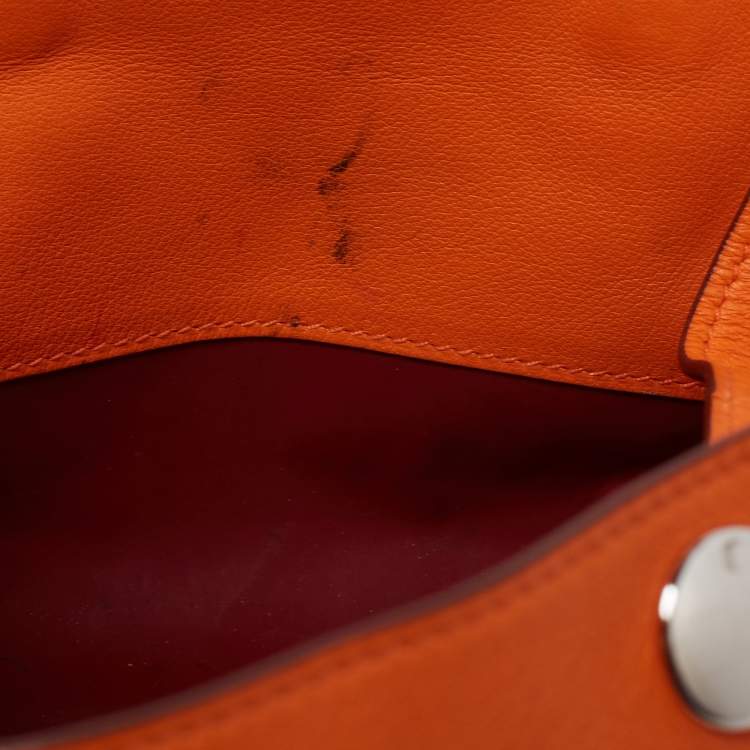 Pre Owned Hermes Orange Leather BePop MM Pouch