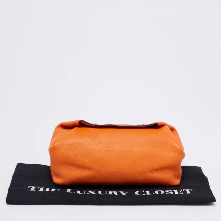 Pre Owned Hermes Orange Leather BePop MM Pouch