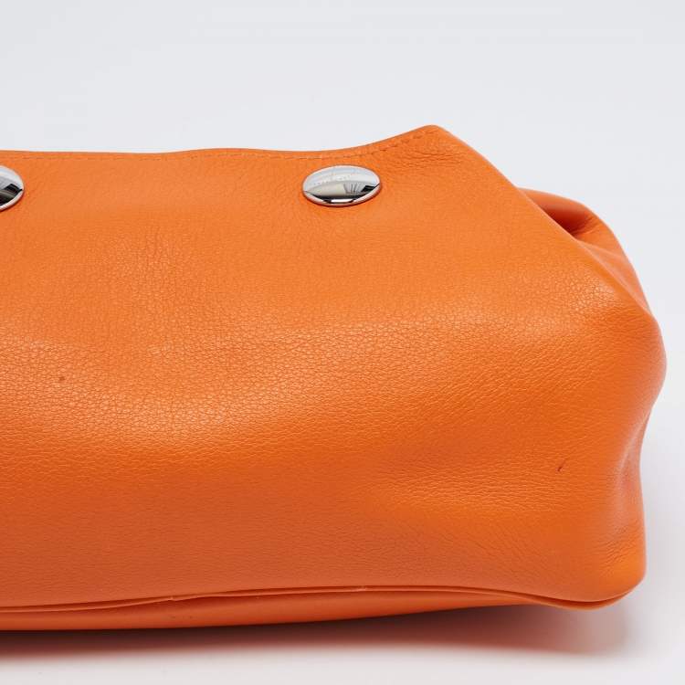 Pre Owned Hermes Orange Leather BePop MM Pouch