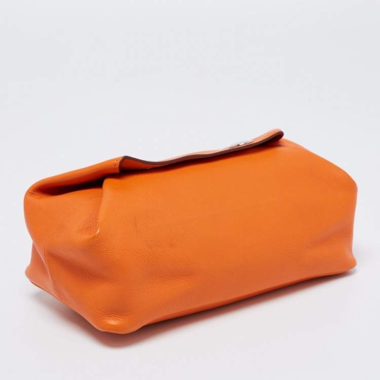 Pre Owned Hermes Orange Leather BePop MM Pouch
